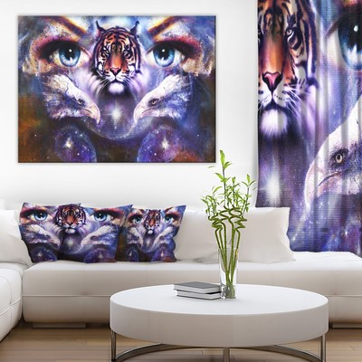 Designart ''Tiger Eagles and Woman Eyes Collage'' Animal