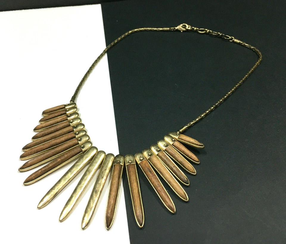 Collar de latón y madera martillado LUCKY BRAND daga tribal "Boho" R340r Foto 2 de 4