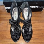 Steve Madden 5” Heel Size 6.5-7.0 Black Sateen Leather Platform Peep Pump — photo 1