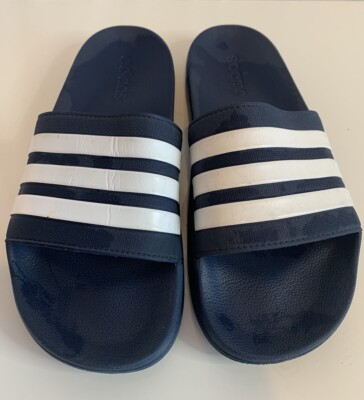 Adidas Cloudfoam Slides Sandals Mens Size 11 Blue White Stripes