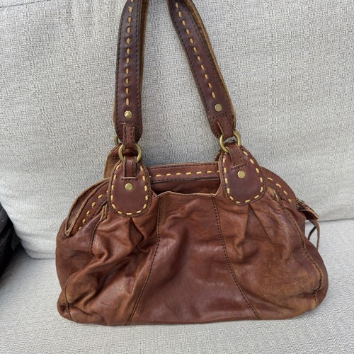 Lucky Brand Trinity Hobo Shoulder Bag Satchel Italian Lamb Leather Vintage