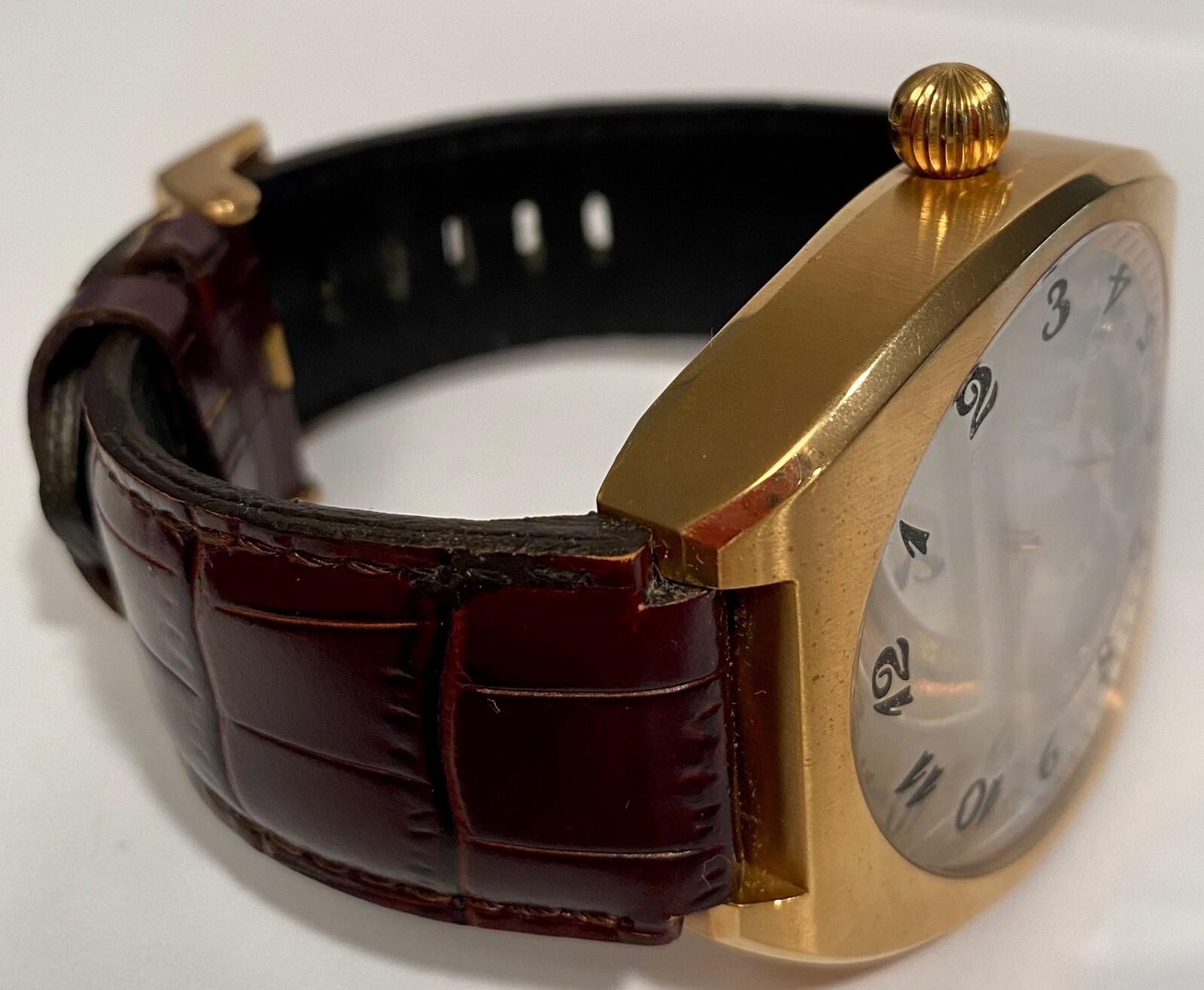 48mm Skeleton Mechanical Rosetone Cushion | Brown Strap STUHRLING Mens Watch