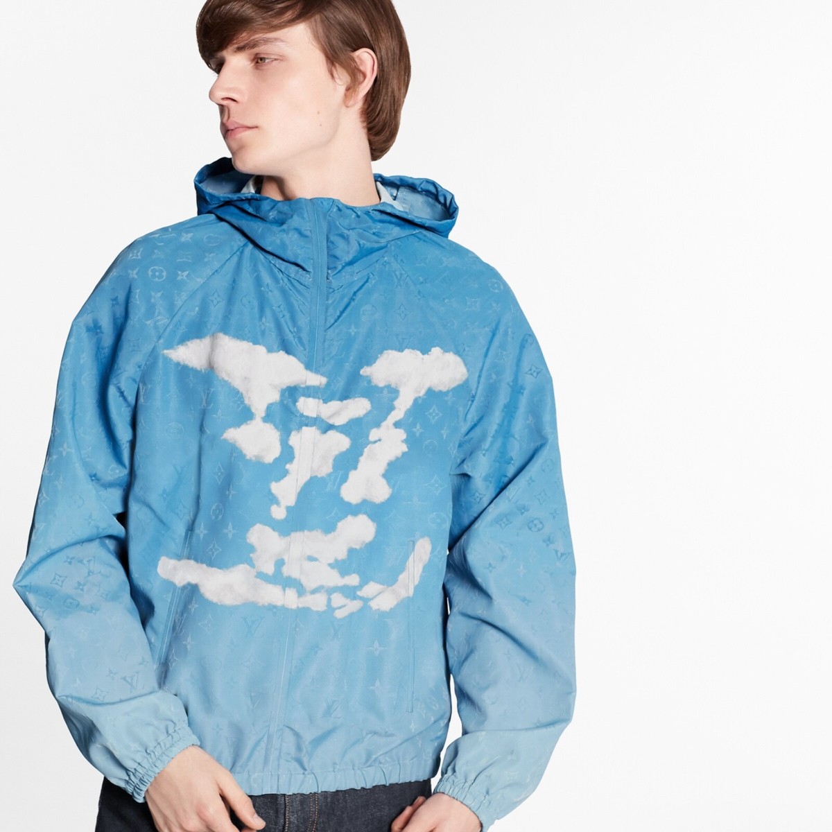 Louis Vuitton Virgil Abloh Monogram Cloud Blue Logo Anorak