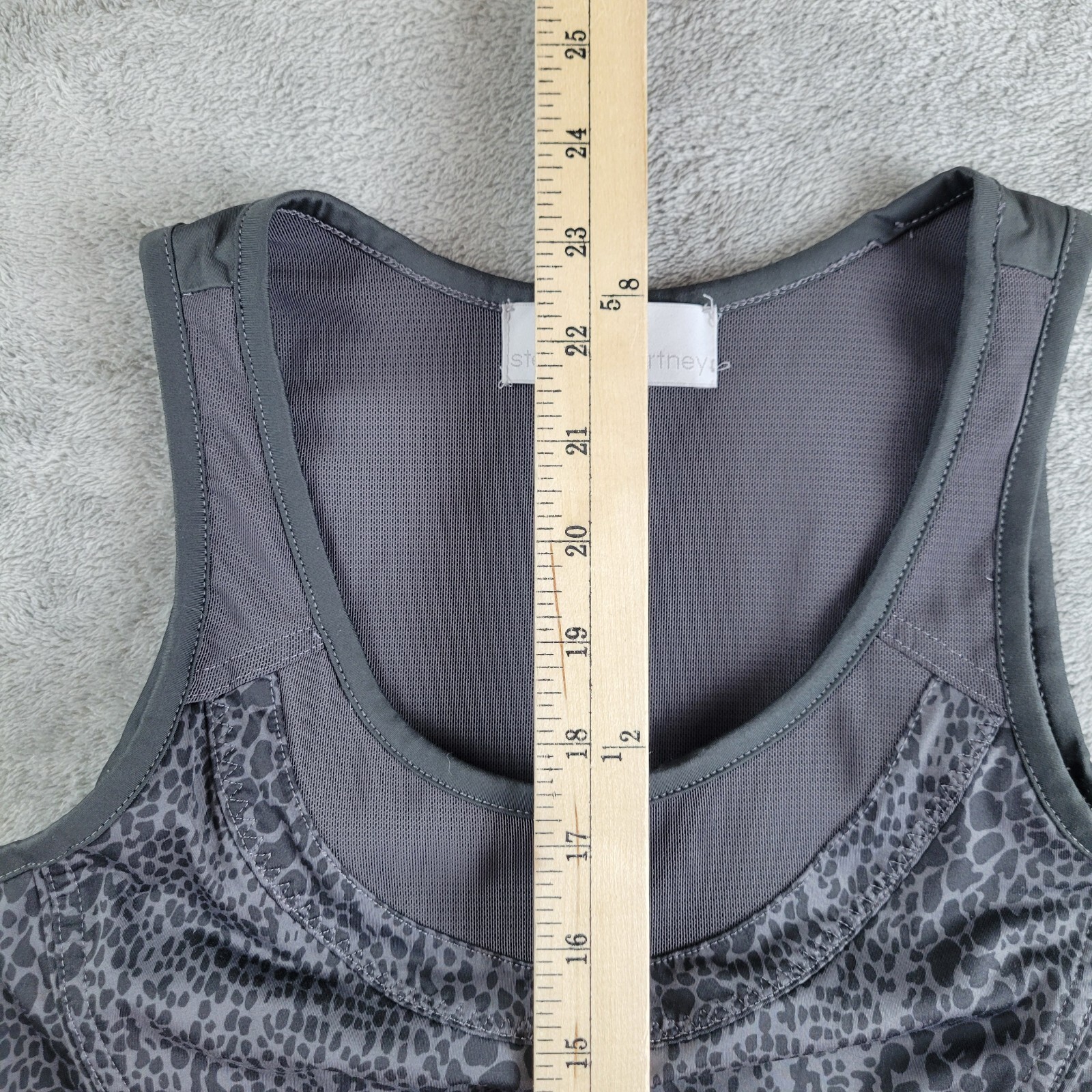 Adidas Stella McCartney Top Women Gray Black Animal Print Bult In Bra Activewear thumbnail 4