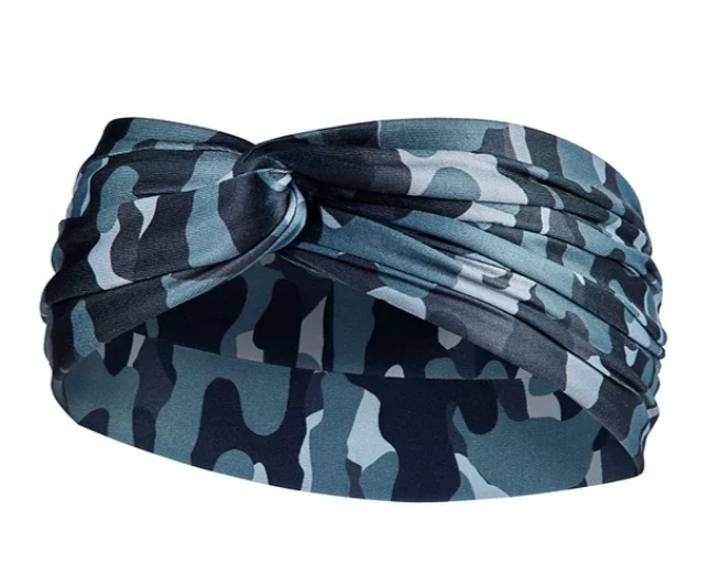 Nike Women's Nike Twisted Knot Headband Drifit Wicking New! CAMO BLUE
