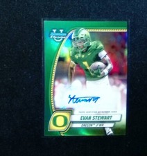 2024 Bowman Chrome U Football Evan Stewart Green Auto /99 Color Match