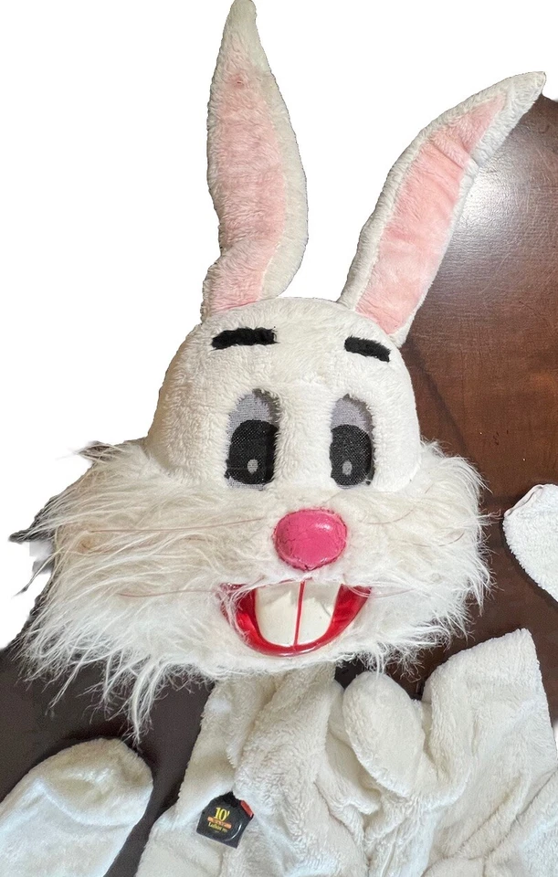 Easter Rabbit Bunny Costume Complete Mascot Cosplay White Big Head Adult Vintage - Image 4 of 4