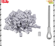 50PCS Aluminum Crimping Loop Sleeve for Wire Rope Cable Ferrule Diameter 3/16"