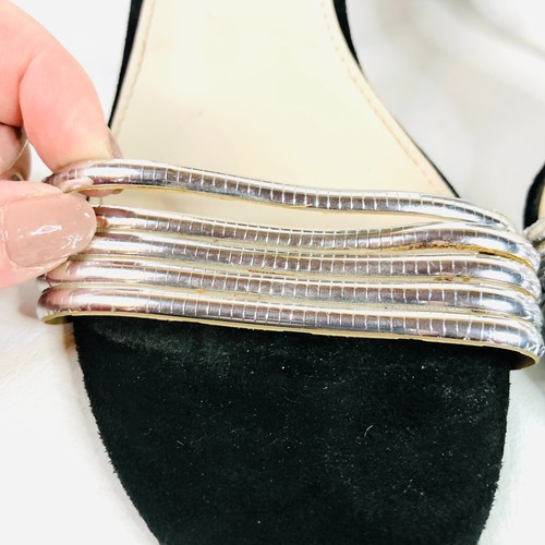 Catherine Malandrino Black & Silver Strappy Stiletto Heels Size 8 (US10) - Picture 6 of 13