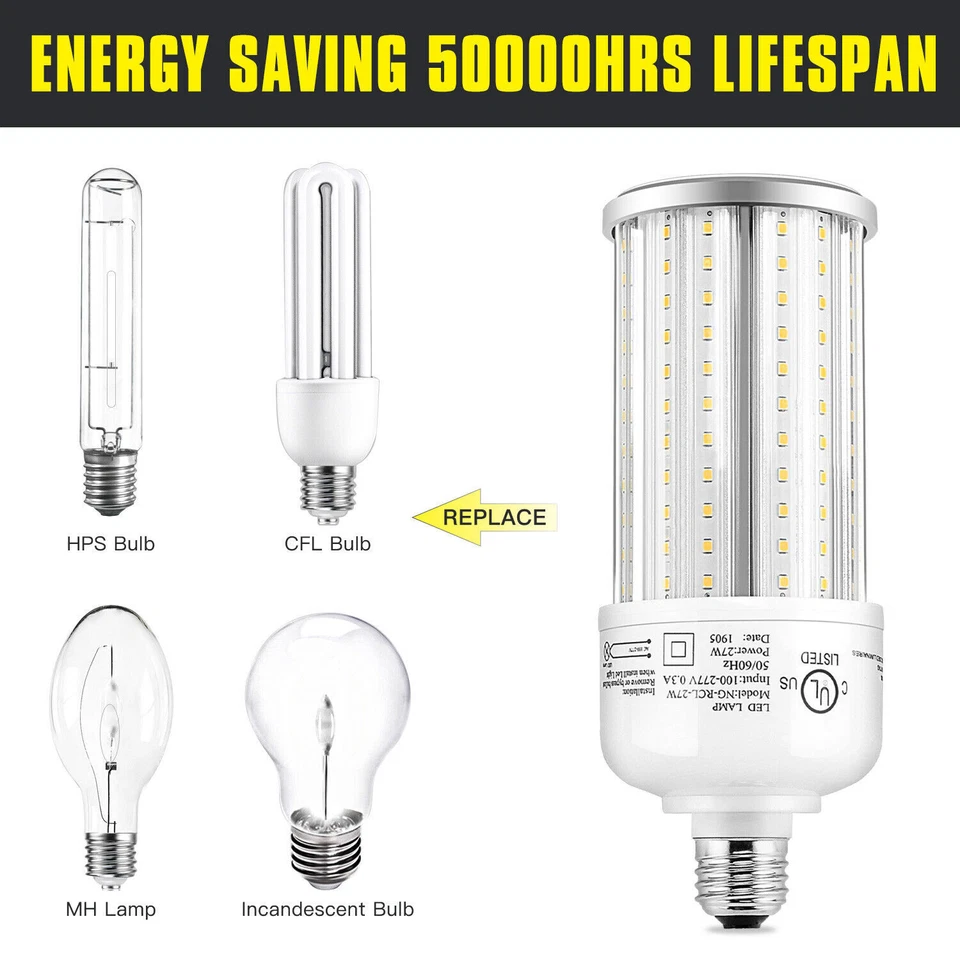 27W LED Corn Bulb Light 5000K Daylight E26 Standard Base )120W MH HID Equal ) - Image 3 of 4
