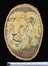 Flemish Art Pyrography LION Wood Burning ART PICTURE Signed by Artist Steve Wood