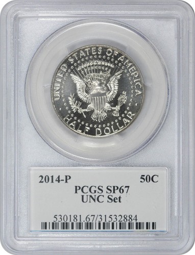 2014-P Kennedy medio 50 aniversario conjunto sin circular SP67 PCGS (etiqueta fotográfica) - Imagen 2 de 2