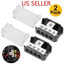 2Pcs Power Ground Amp Distribution Block 0/2/4 Gauge Input 4/8/10 Gauge Output