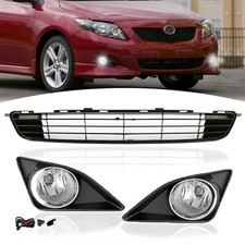 For 2009 2010 Toyota Corolla Front Bumper Lower Grillefog Lights Black Grill