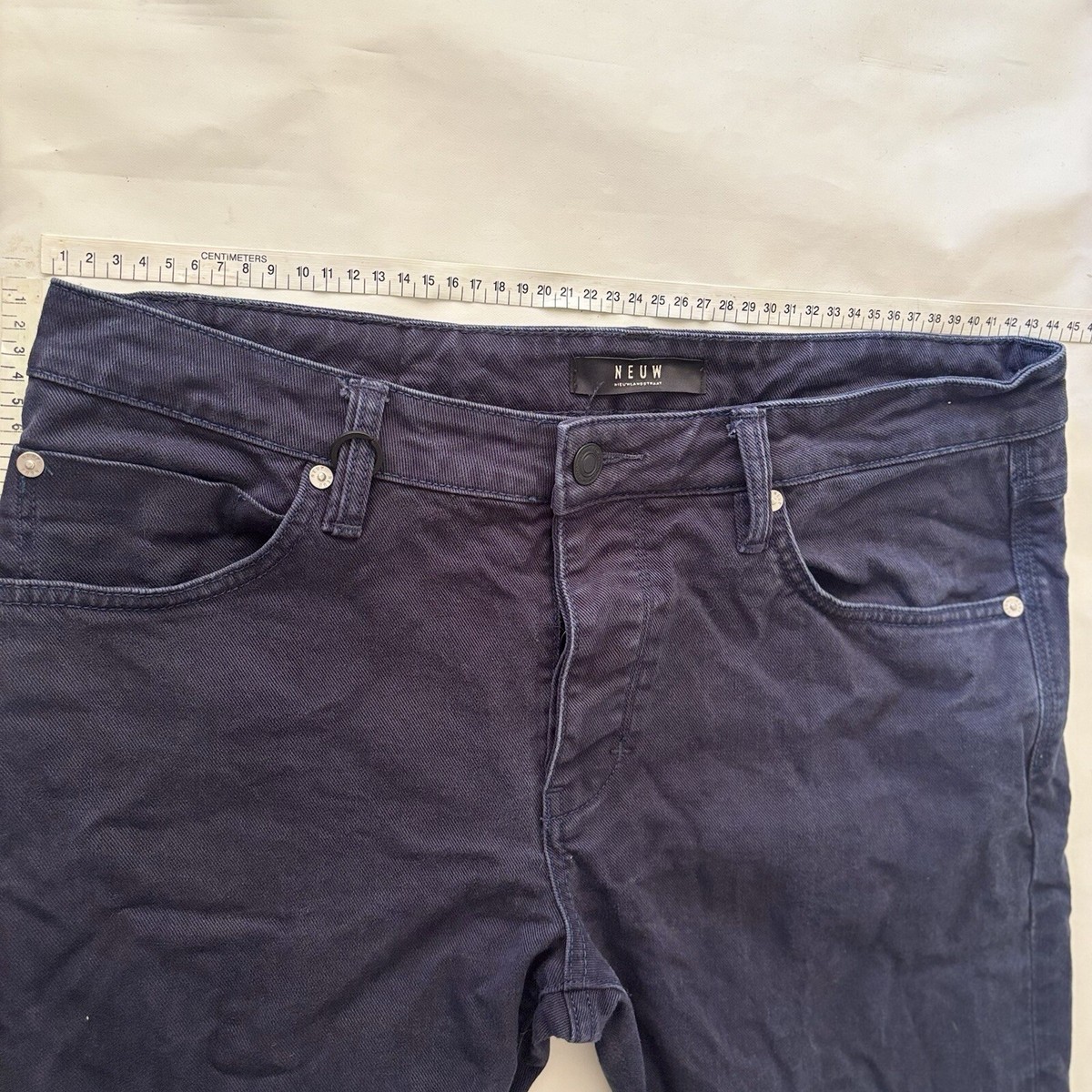 Neuw Jeans Mens Size W34 L28 Iggy Skinny Navy Blue Stretch Button