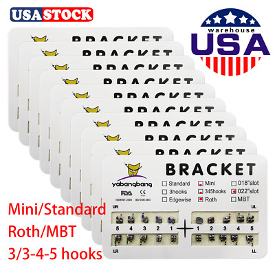 10-50 Packs Dental Orthodontic Metal Brackets Braces Mini/Standard Roth/MBT 022