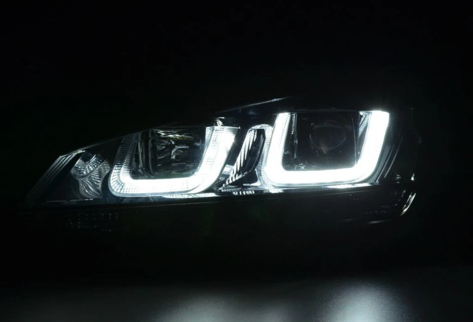 VW Golf Mark 7 2012-2016 Black DRL 3D U Shaped LED Lightbar Headlights - Image 3 of 4