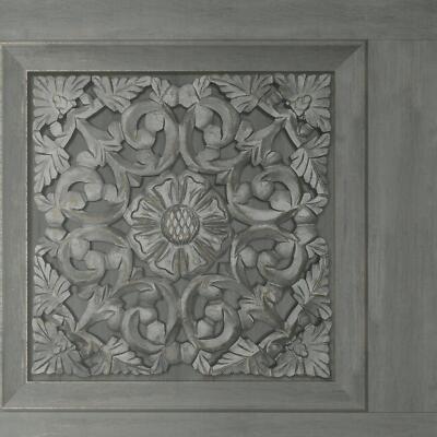 Edles Dekor geschnitzte Holzplatte dunkelgrau Tapete modern floral modern