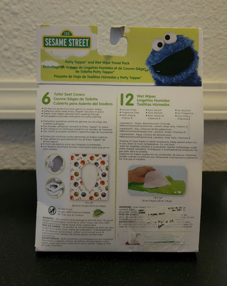 Paquete combinado de orinal Seaame Street - 6 toallitas para orinal y 12 toallitas Foto 2 de 2