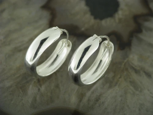 1 pair earrings hoop 925 silver earrings high gloss without motif 3 sizes