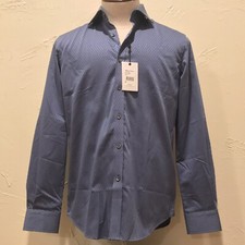 NWT 168 Robert Graham Mens Size 39 15.5 Blue Geometric Long Sleeve Dress Shirt