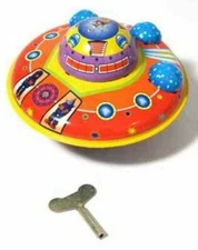 Wind-up Tin Flying Saucer Reproduction Toy classic UFO 