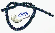 Czech Glass Rondelle Bead IRIS BLUE 4mm Strand of 100 C849