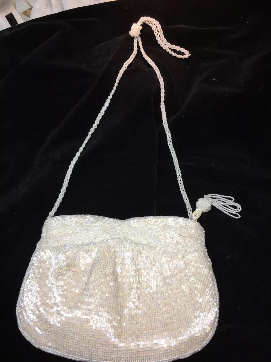 Vintage "LA REGALE" Beaded White Evening Bag Clutch