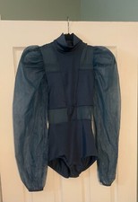 WEISSMAN Elite Dance costume blue Puff and Mesh Dance Leotard sh13027AS