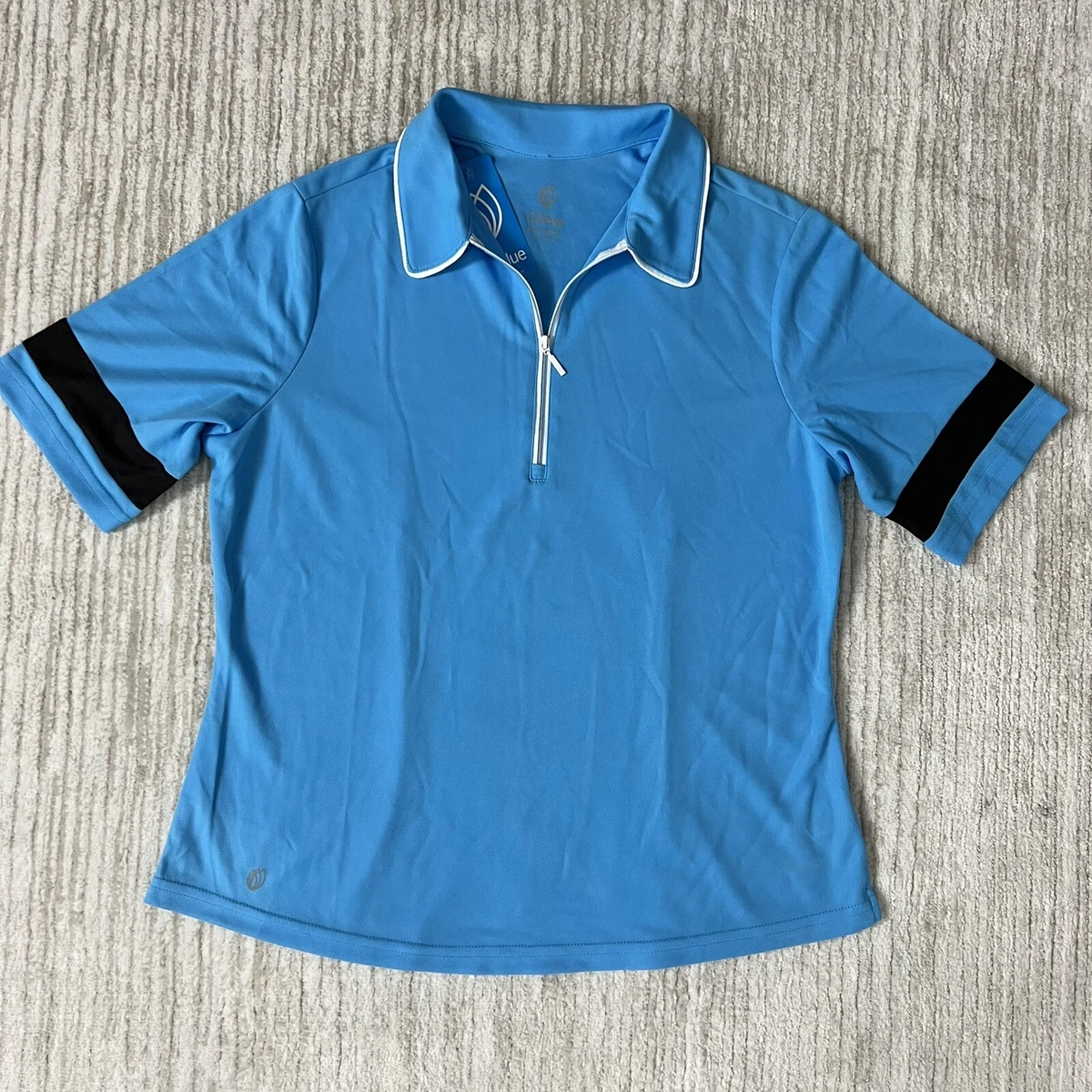 NWT GG Blue Luxe Sport Blue Golf Polo Shirt Women s Size Large Short Sleeve