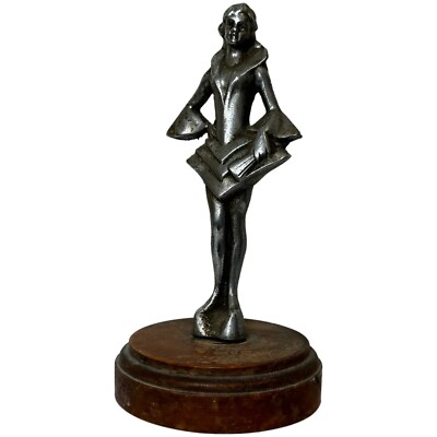 Original Art Deco Britische Verchromte Bronze Dame Tänzerin Auto Maskottchen Figur