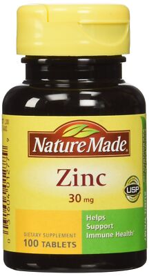Nature Made Zinc Tabs -30 mg - 100 ct Sealed New 