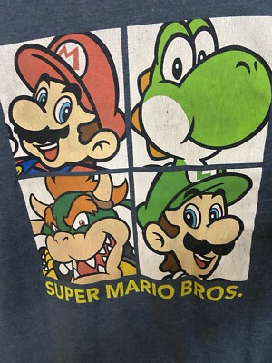 Super Mario Bros. Mario Luigi Yoshi Bowser Graphic Tee Shirt Size 2XL