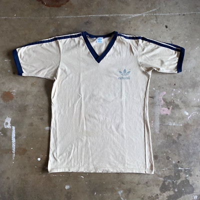 1970s VINTAGE 70s ADIDAS TREFOIL V-NECK T-SHIRT MEN SZ M RUNNING