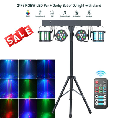 DJ Light System Set With Tripod And Remote Control LED PAR Derby Light Effects