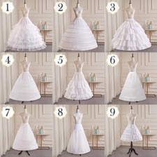 White Wedding Petticoat Prom Dress Bridal Slip Hoop Skirt Underskirt Crinoline *