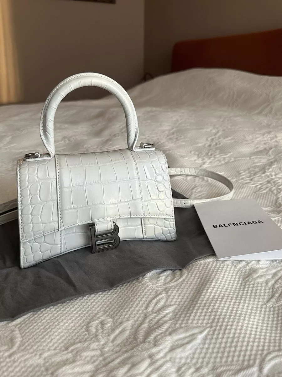 BALENCIAGA  Extra Small 'Hourglass' Crocodile Embossed Leather