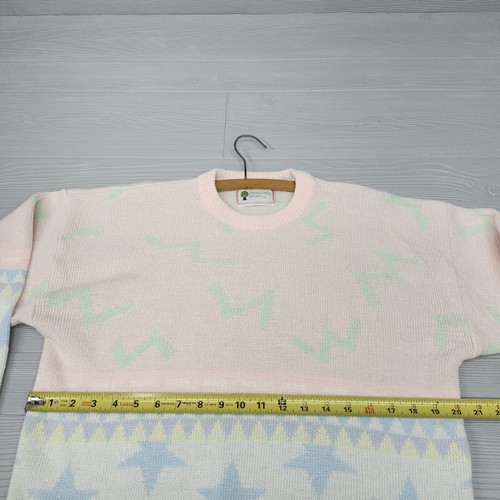 Vintage Organically Grown Pastel Pink Knit Sweater Womens Size Large Distressed - 第 4/8 張圖片