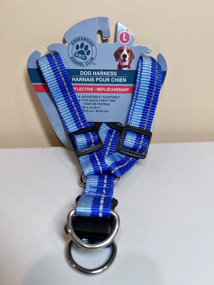 Dog Harness Greenbrier Adjustable 20 in. To 26 in.  Blue Striped Reflective