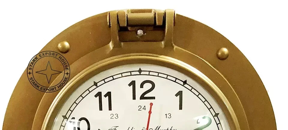 12 in Antique Nautical Navigation Marine Ship Porthole Brass Wall Decor Clock - Image 4 of 4