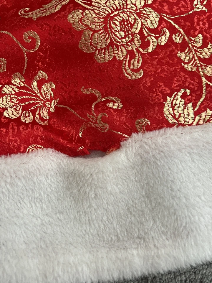 Girls Red Embroidery Flower Faux Fur Chinese Dress Size 6 - Image 4 of 4