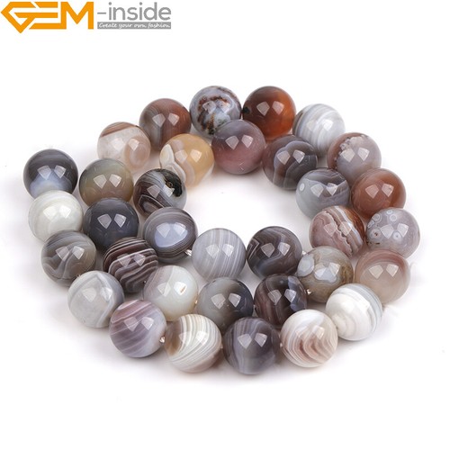 Round Natural Botswana Agate Gemstone Loose Beads For Jewellery Making 15" UK - Picture 16 of 57