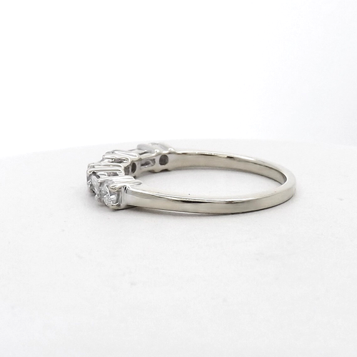 14k White Gold Natural Diamond Wedding Band Anniversary Ring Round Baguette sz6 - Picture 4 of 12