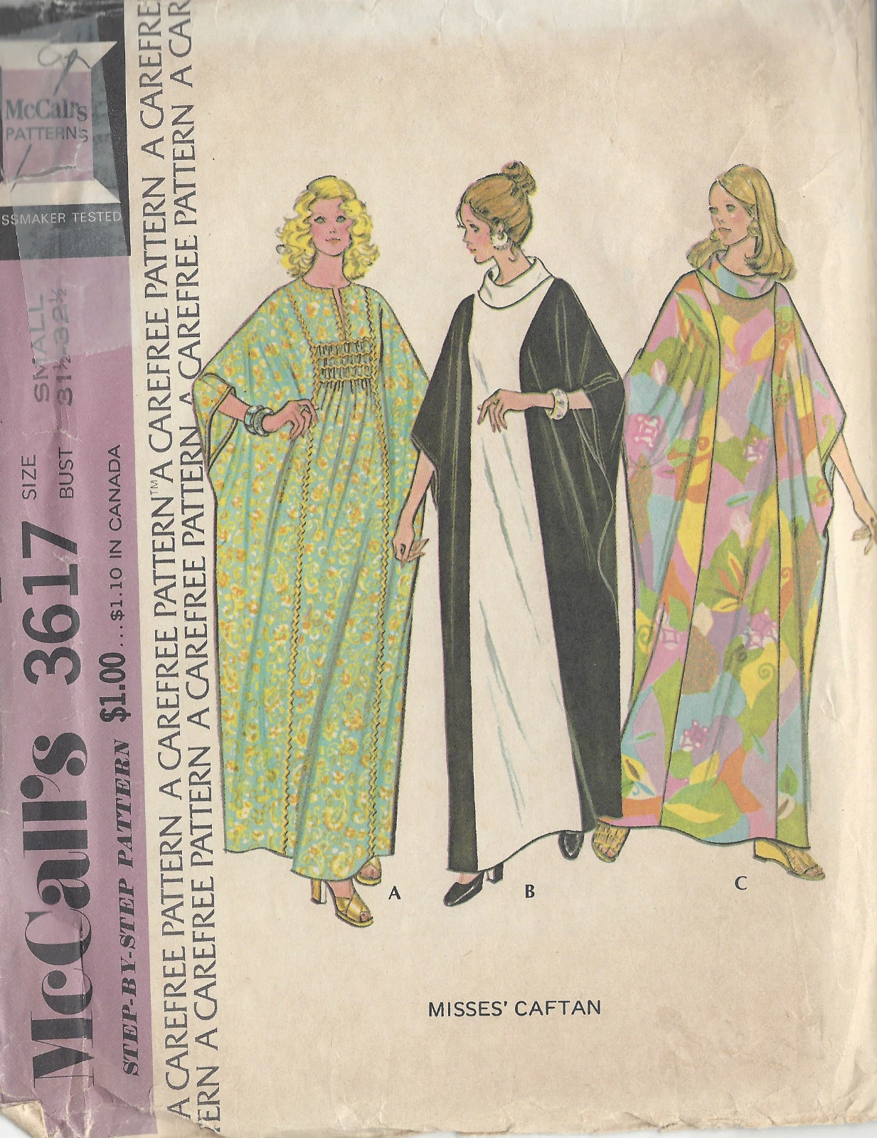 1973 Vintage Sewing Pattern B31 1/2" - 32 1/2" CAFTAN (R998)