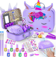 Kids Nail Polish Set for Girls, Non-Toxic All-In-One Nail Art Kit with Nail Drye