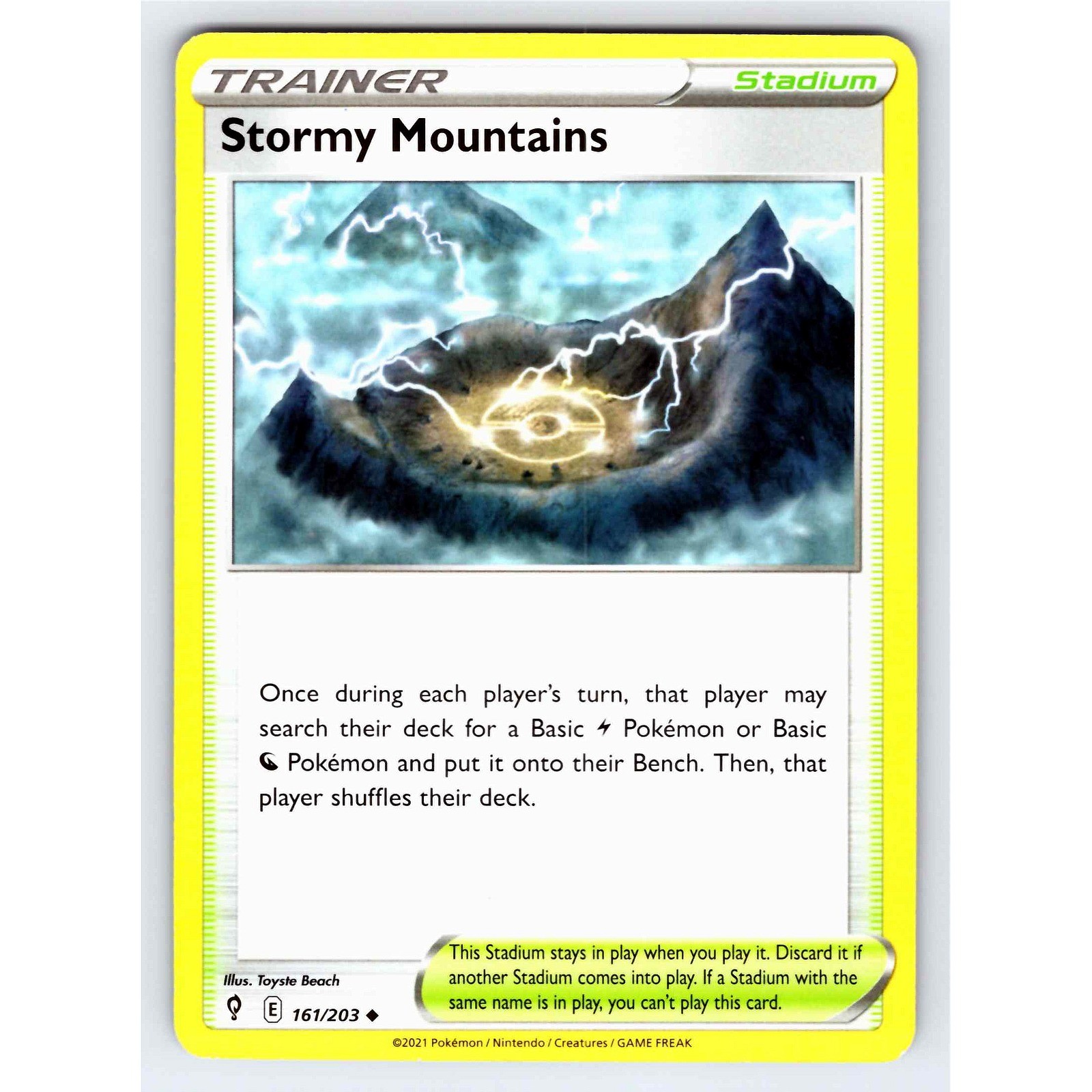 Stormy Mountains 161/203 Evolving Skies Pokemon Card NM TCG singles Near Mint
