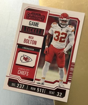 2023 Panini Contenders NICK BOLTON #50 Game Ticket Red - Kansas City Chiefs
