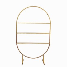 Gold 6.5 ft Oval 3 Tier Metal Cupcake Dessert Display Stand Party Wedding Home