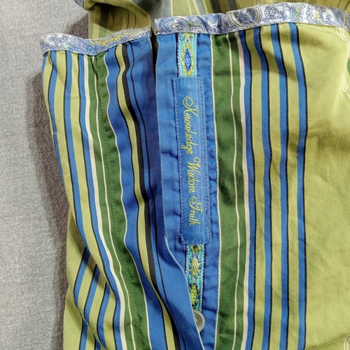 Camicia a righe Robert Graham M verde blu manica lunga polsini infradito paisley vintage Y2K - Foto 12 di 13