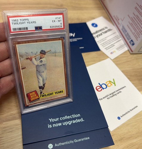 Babe Ruth Baseball Card PSA 6 New York Yankees Vintage MLB 1962 Topps NY Antique